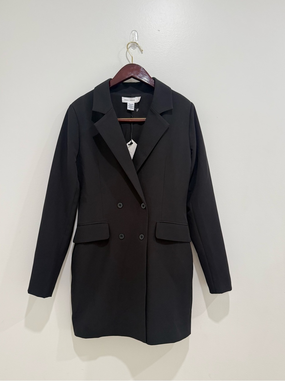Spring & Mercer double breasted black blazer dress Small Nordstrom